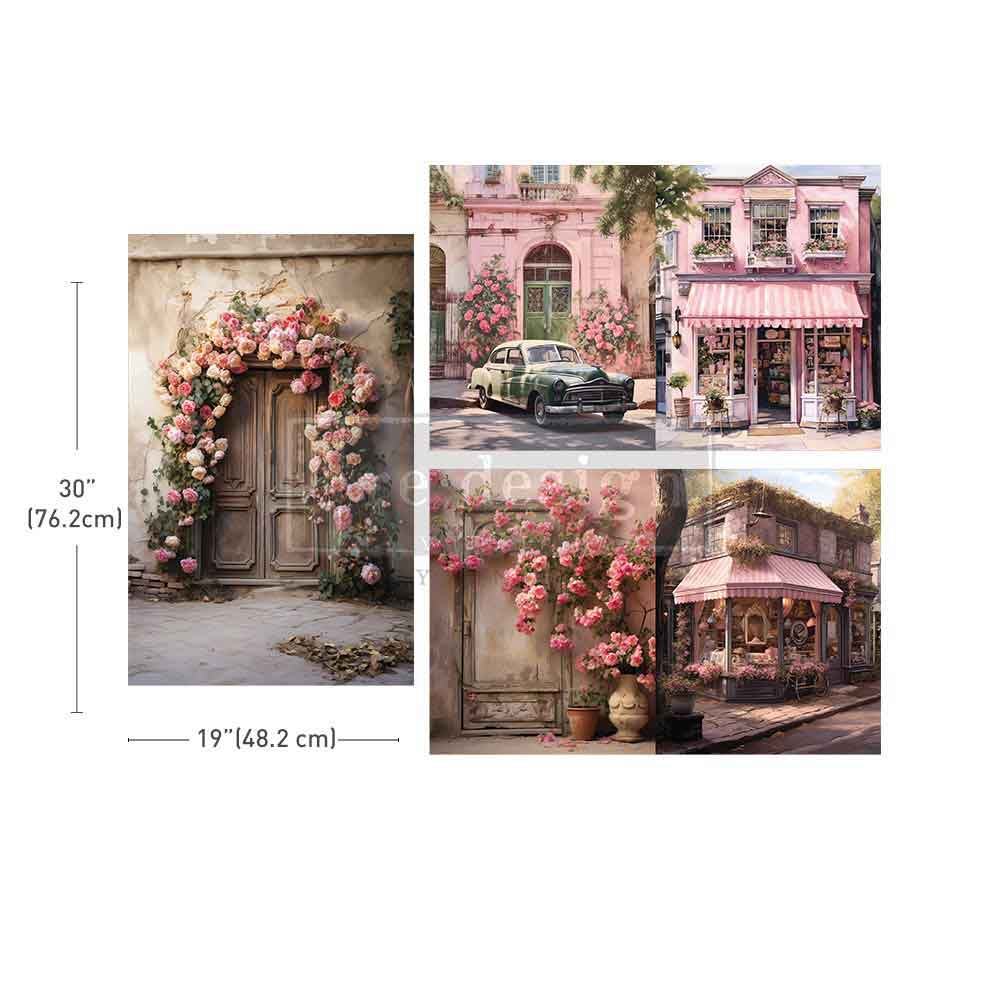 Decoupage Decor Tissue Paper - Blush Blossom Boulevard - 3 sheet, 19.5"x30"