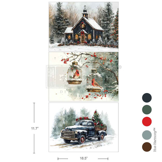 A-3 Decoupage Fiber -Christmas Blessings  - 3 sheets 11.7" x 16.5"