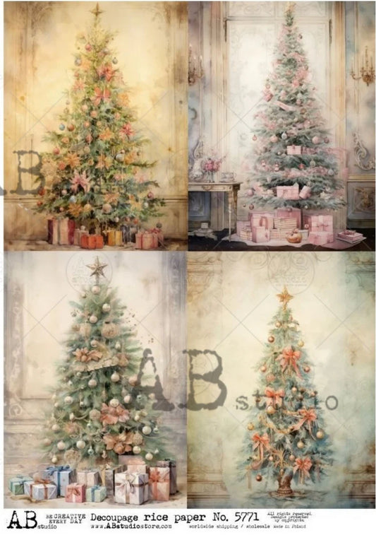 A4 AB Christmas Tree Quad Rice Paper