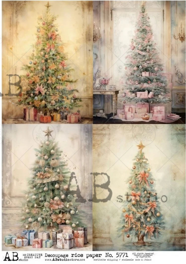 A4 AB Christmas Tree Quad Rice Paper