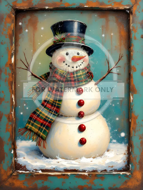 A4 Patina Snowman Portrait