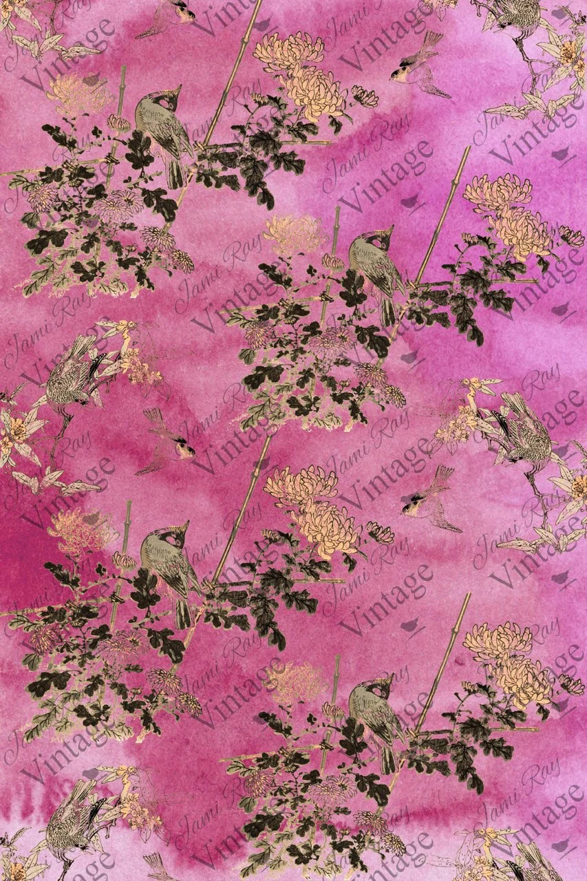 Decoupage Paper  Hot Pink Chinoiserie