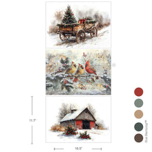 Load image into Gallery viewer, A-3 Decoupage Fiber - Christmas in the Countryside - 3 sheets 11.7&quot; x 16.5&quot;
