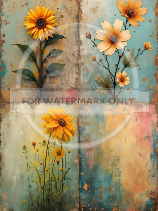 A4 Patina Flower Quad