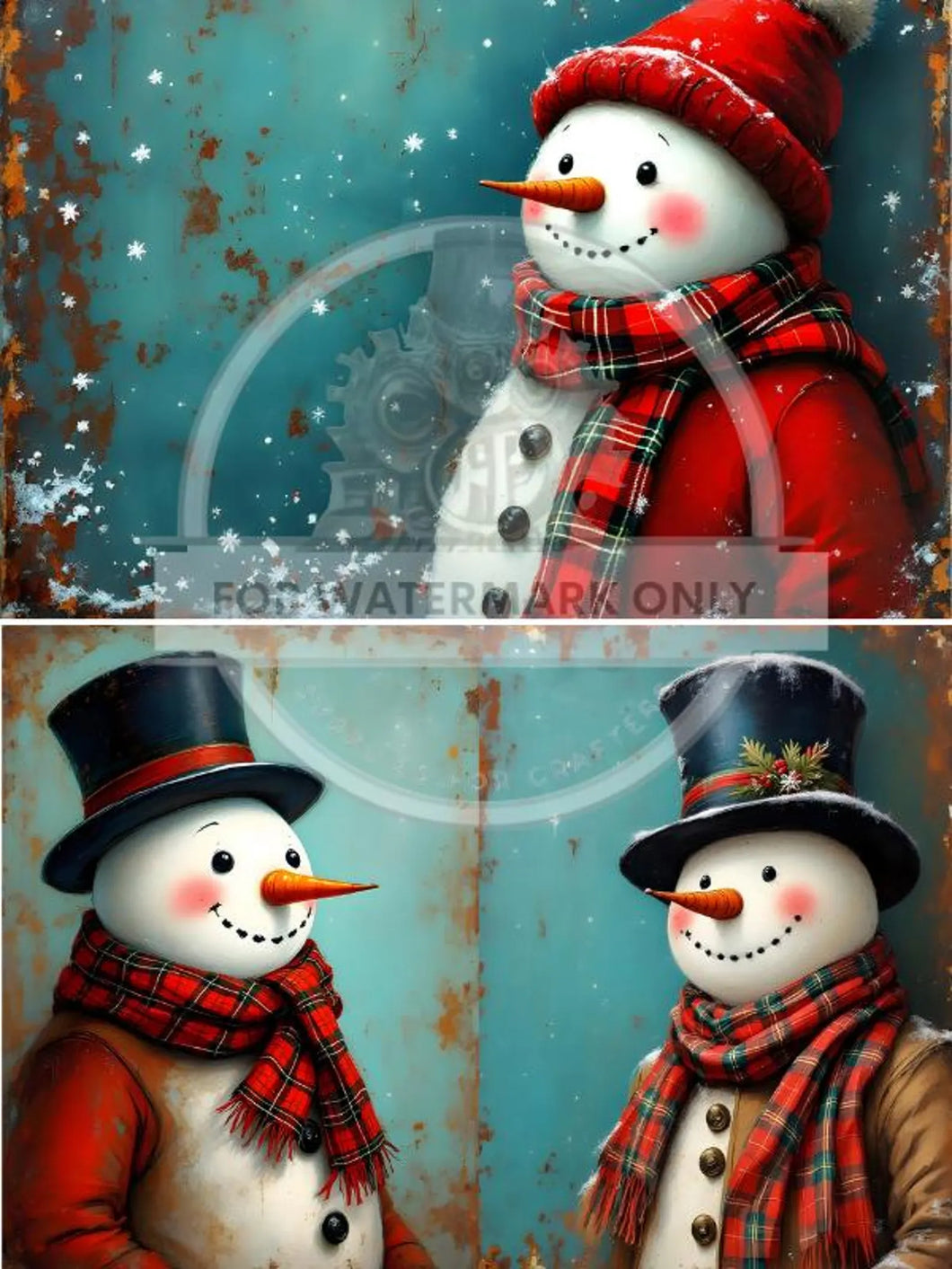 A4 Patina Snowman Trio