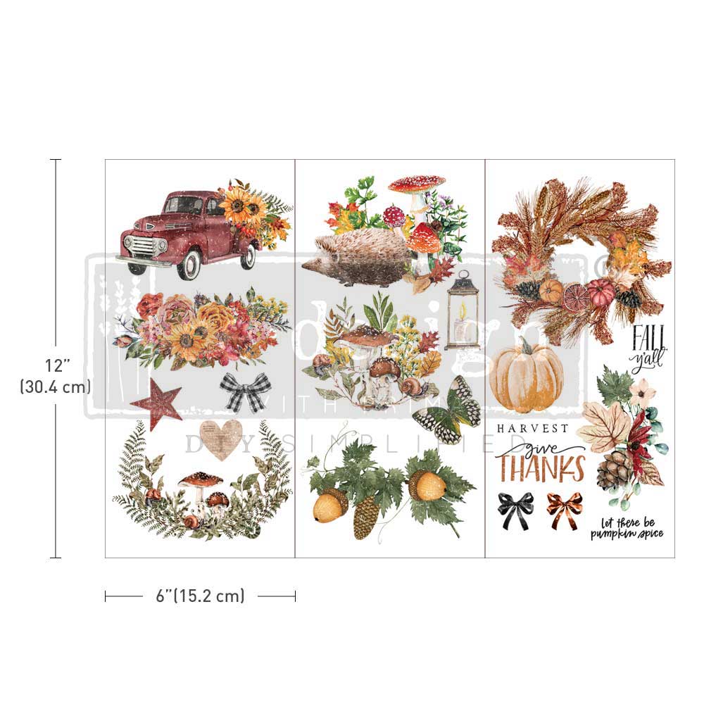 Decor Transfers® – Autumn Essentials – 3 Sheets, 6″X12″