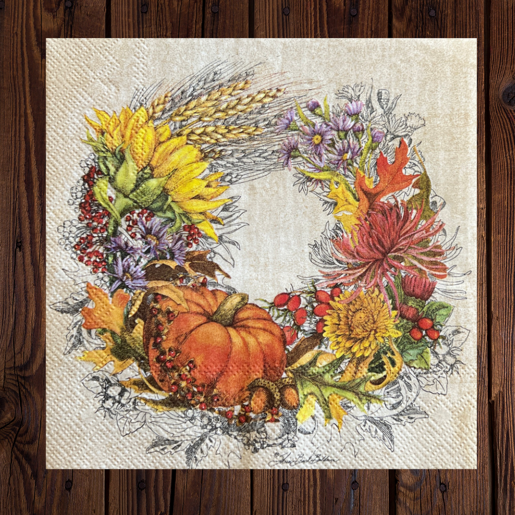 Decoupage Napkin Fall Wreath