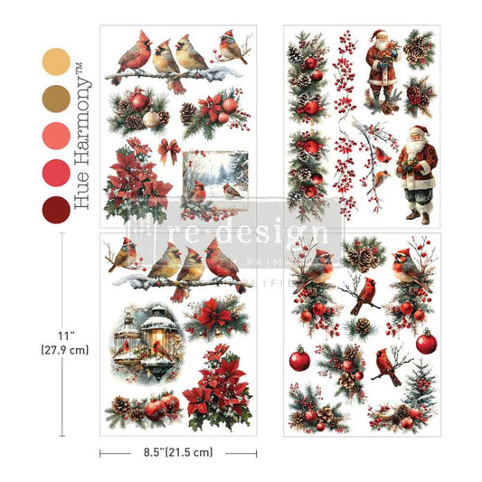 MIDDY TRANSFER Redesign Décor Transfers®- Feathered Noel 8.5 X 11  4 Sheets