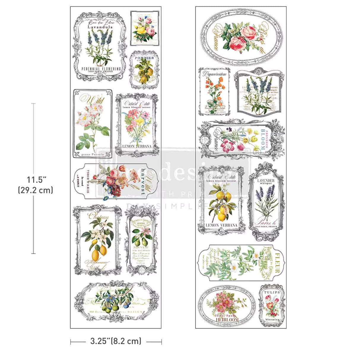 LUXE TRANSFER Redesign Décor Transfers®- Fleur de France 3.25" x 11.5"  2 Sheets