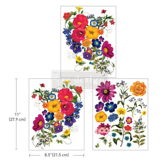 MIDDY TRANSFER Redesign Décor Transfers®- Floral Kiss 8.5 X 11 3 SHEETS