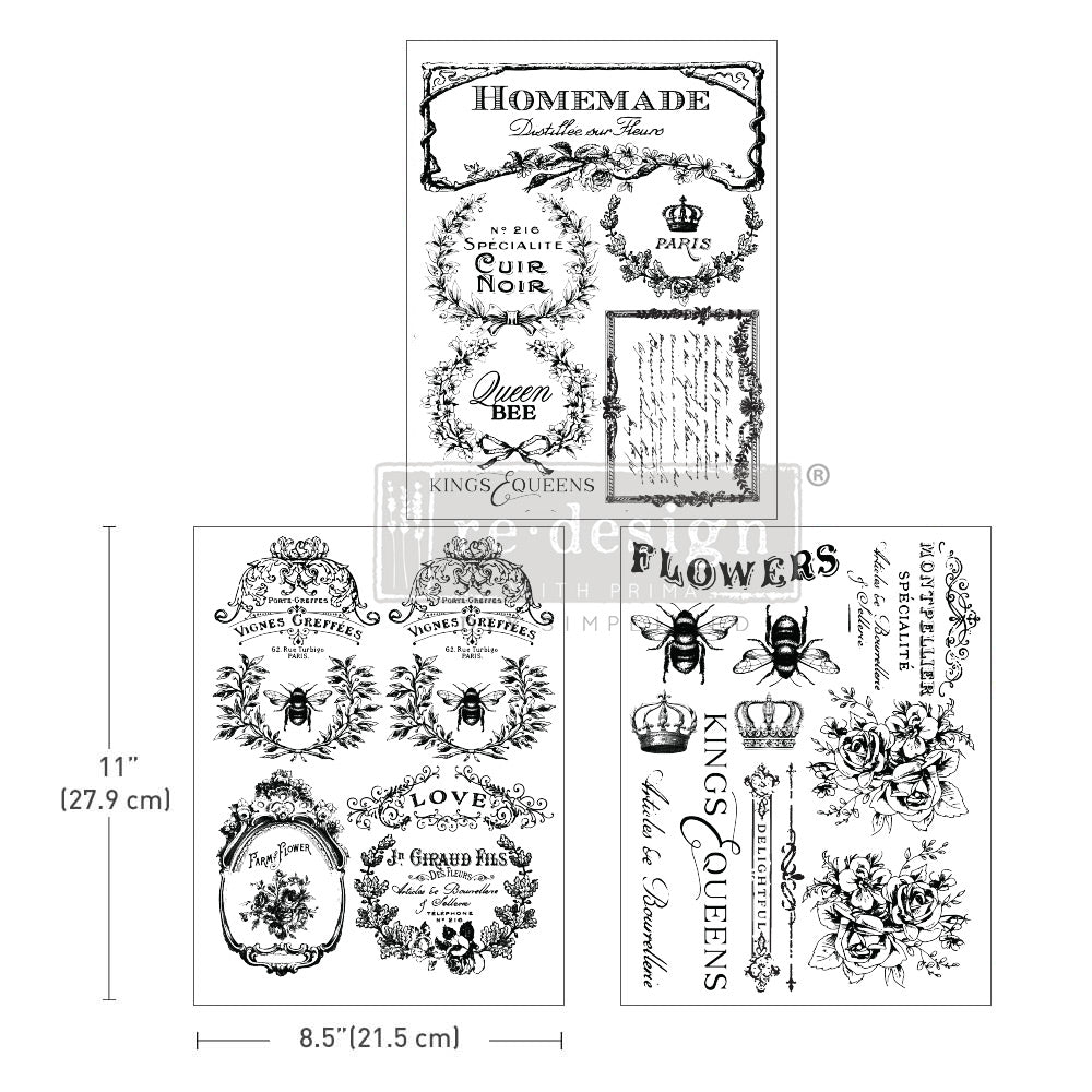 MIDDY TRANSFER Redesign Décor Transfers®- FRENCH LABEL 8.5 X 11 3 SHEE ...