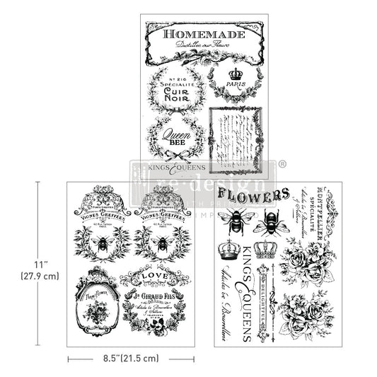 MIDDY TRANSFER Redesign Décor Transfers®- FRENCH LABEL 8.5 X 11 3 SHEETS
