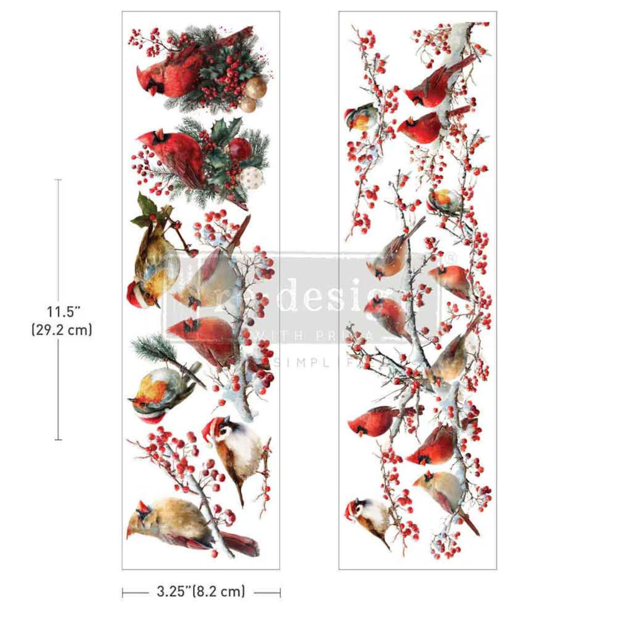 LUXE TRANSFER Redesign Décor Transfers®- Hollywing Cardinal 3.25" x 11.5"  2 Sheets