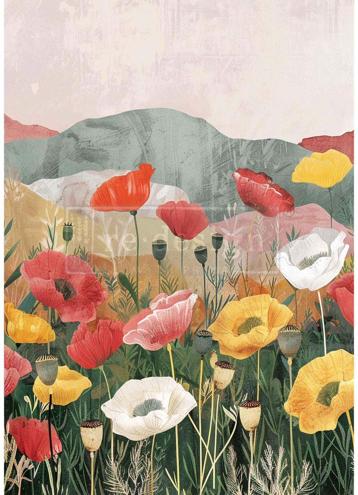 A3 Decoupage Fiber - Impression of Poppies