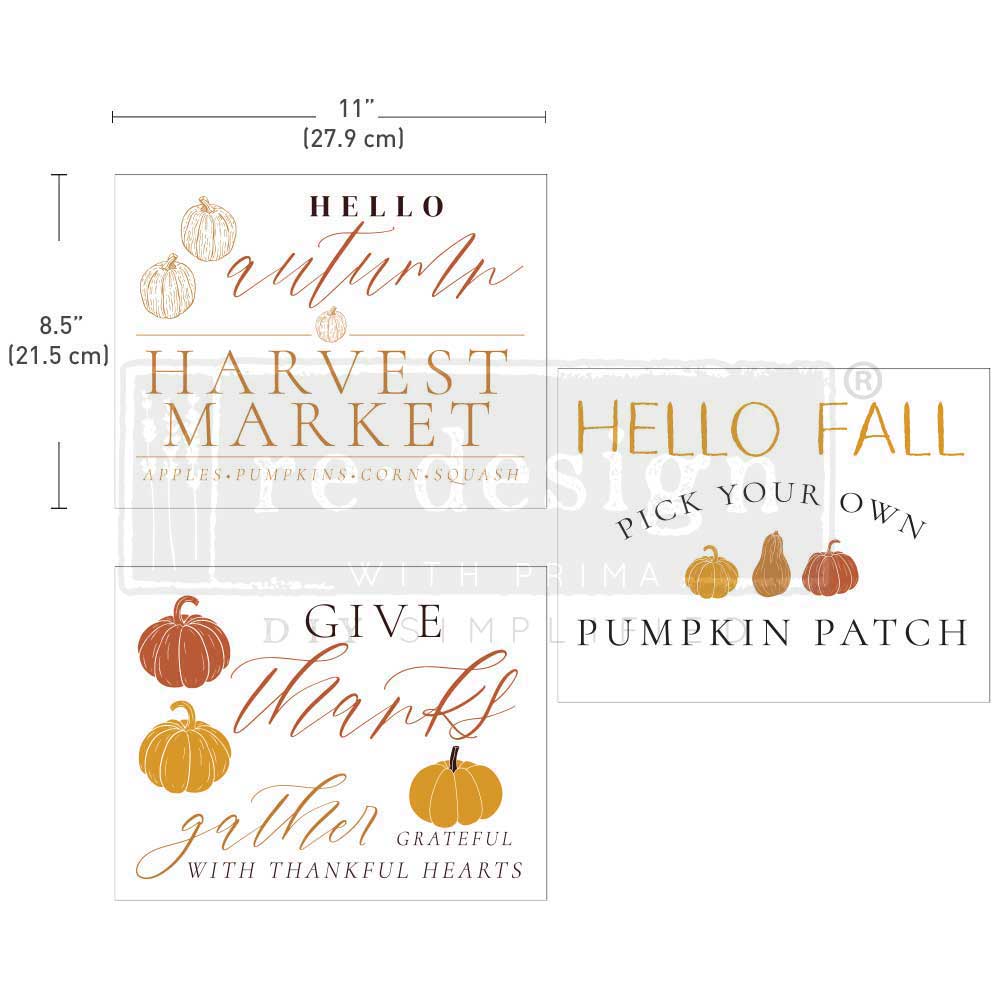 MIDDY TRANSFER Redesign Décor Transfers®- Fall Festive 8.5 X 11 3 SHEETS