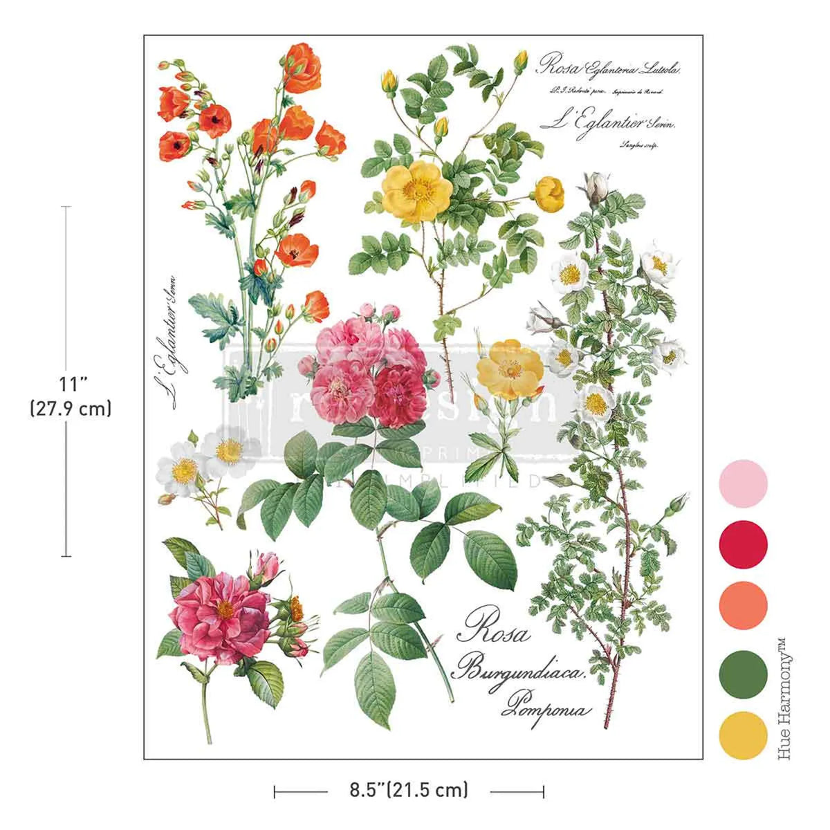 H2O TRANSFERS – Poetry in Petals – 1 SHEET, 8.5″X11″