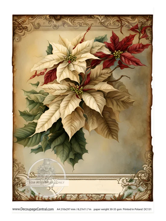 A4 Poinsettia Rice Paper