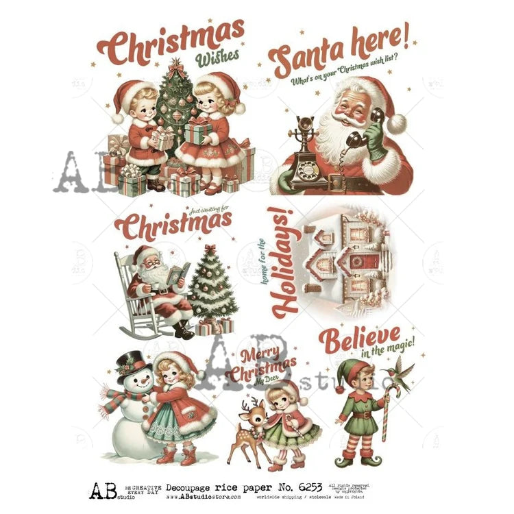 A4 Retro Christmas Cutouts AB Studios