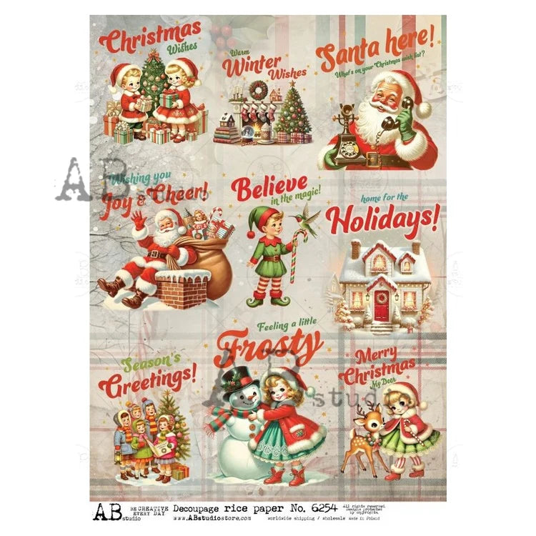 A4 Retro Christmas Greeting Collage AB Studios