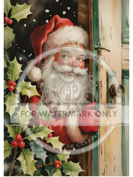 A4 Santa at the Door Decoupage Paper