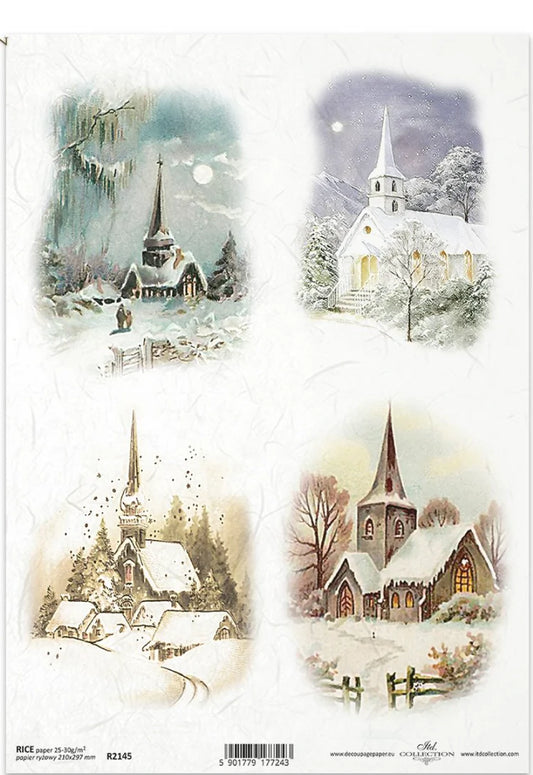 A4 Silent Night Chapels Rice Paper