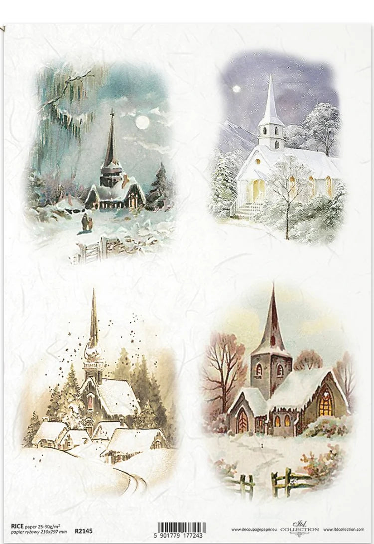 A4 Silent Night Chapels Rice Paper