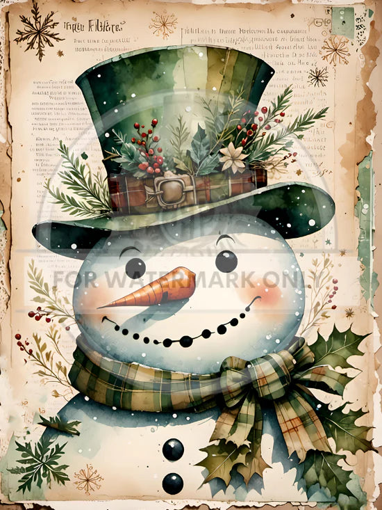 A4 Snowman Closeup Rice Paper