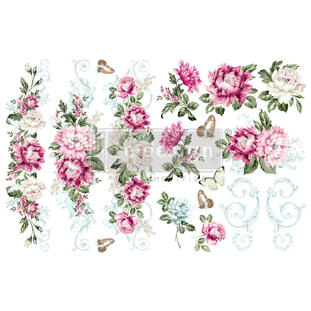 H2O TRANSFERS – SPRINGTIME PEONIES – 2 SHEETS, 8.5″X11″