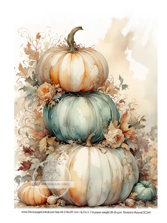 A4 Watercolor Stacked Pumpkin Stack