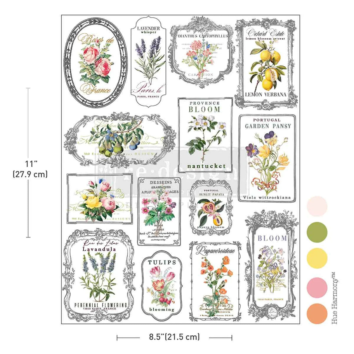 H2O TRANSFERS – Whispers & Petals – 1 SHEET, 8.5″X11″