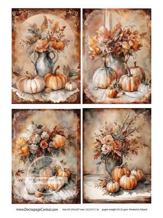 A4 Watercolor Pumpkins 4 designs