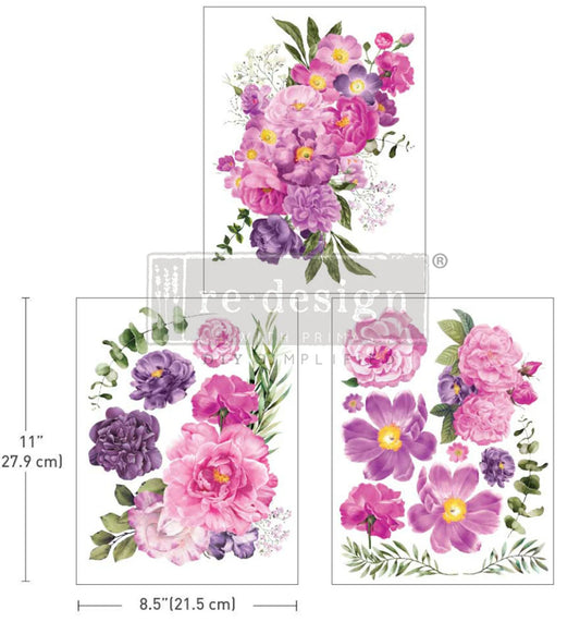 MIDDY TRANSFER Redesign Décor Transfers®- Purple Bloosom 8.5 X 11 3 SHEETS