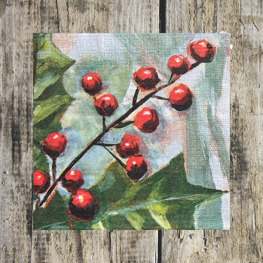 Decoupage Napkin Christmas Berries