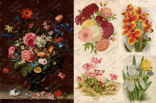 Decoupage Paper  Hand Painted Floral