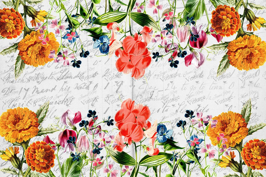 Decoupage Paper Summer Flower Garden