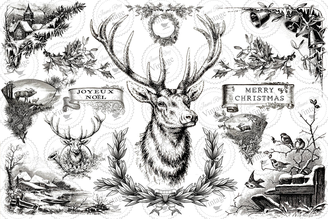 Decoupage Paper Christmas Stag